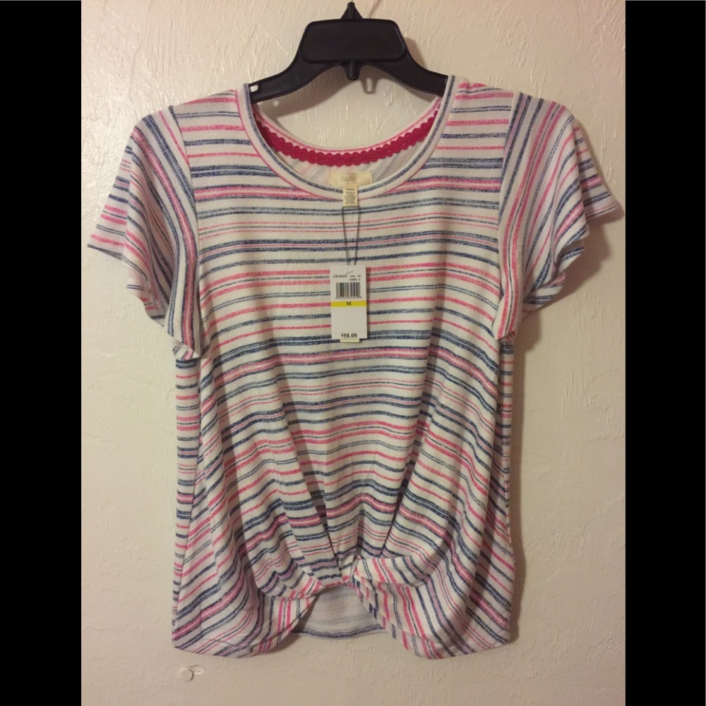 Purple Light blue and white striped shirt